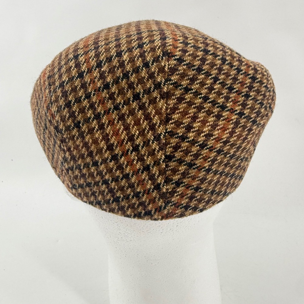 Bailey of Hollywood Flat Cap Mens Large Brown Houndstooth Italy Ivy Hat Newsboys - Picture 4 of 8